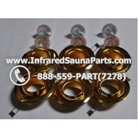 COMPLETE LIGHT ASSEMBLY 110V / 120V - COMPLETE LIGHT ASSEMBLY 6 HOUSING IN GOLD FINISH WITH 6 BULBS 110V / 120V 3